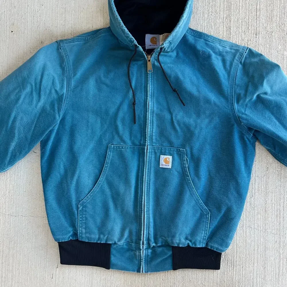 Carhartt JR455 blue hooded work wear jacket